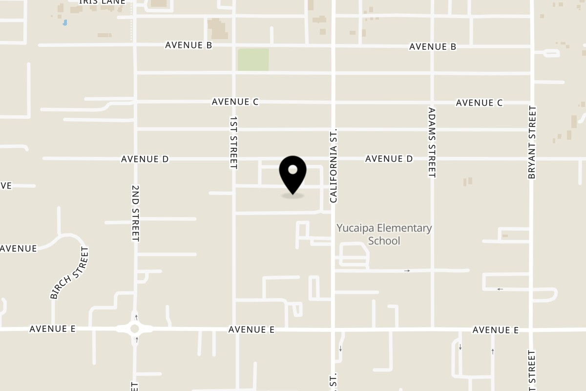 Map showing the location of Damasco Mediterranean Cuisine on 35045 Ave D in Yucaipa